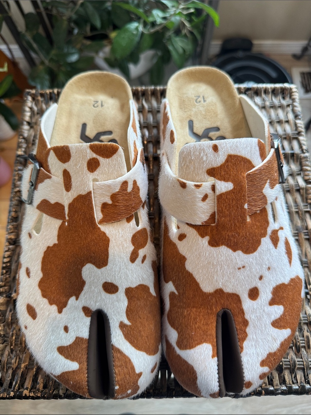 Worst Case Tabi clogs slide cow-print hair-on-hide material split to Mens 12‎